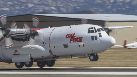 An undated photo of Cal Fire's C-130 taking off.