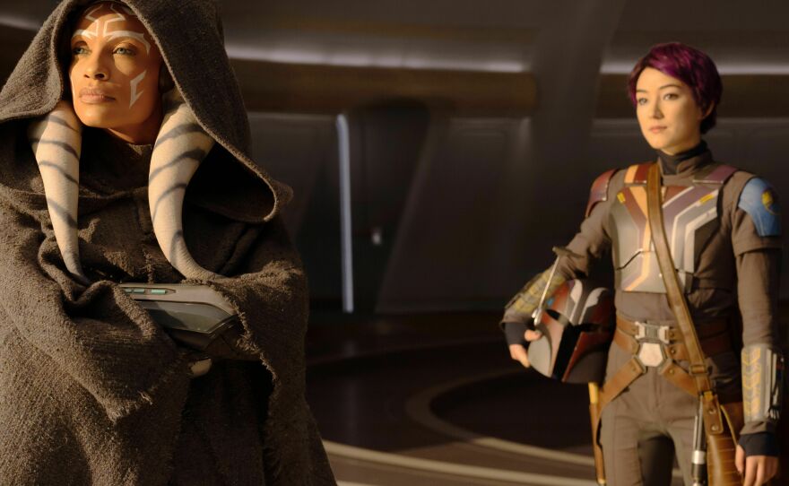 Rosario Dawson as Ahsoka Tano and Natasha Liu Bordizzo as Sabine Wren.