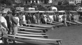 A film still from the documentary "Boardroom: Legends of Surfboard Shaping," one of the feature films being screened at the first San Diego Surf Film Festival.
