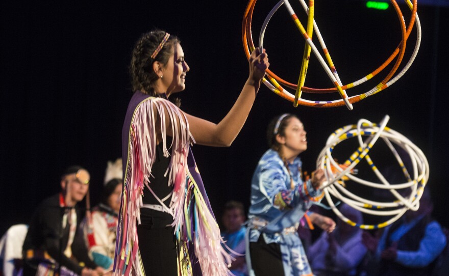 'The Seven Falls Indian Dancers perform a hoop dance at the live performance of Michel Martin's Going There at Colorado State University Tuesday May 24, 2016. The show was titled, " The Future of Water."'