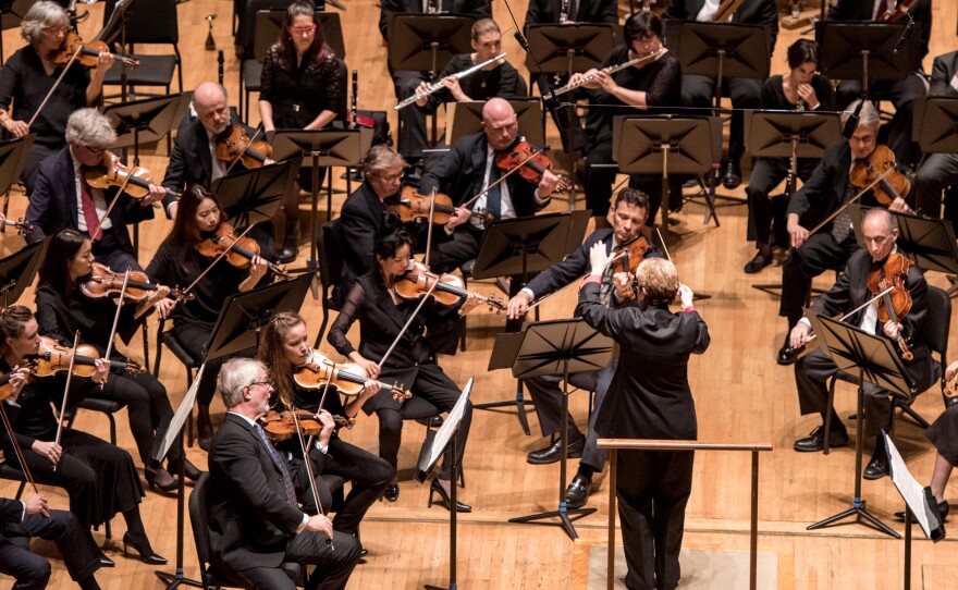Marin Alsop leads the Baltimore Symphony Orchestra. On Monday, management and musicians announced a new one-year contract, ending a bitter labor dispute.