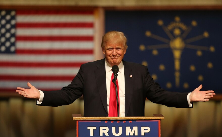 Donald Trump speaks during a campaign stop in Carmel, Ind., on Monday.