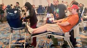 The San Diego Blood Bank holds a blood drive during Comic-Con International at the Manchester Grand Hyatt, July 22, 2017. 
