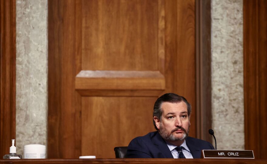 Sen. Ted Cruz, R-Texas, is seen during a Senate Judiciary Committee hearing in November. Cruz and several other Republicans are calling for a commission to investigate unfounded claims of election fraud.