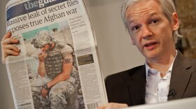 WikiLeaks founder Julian Assange at a news conference Monday in London.