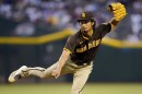 San Diego Padres pitcher Yu Darvish throws against the Arizona Diamondbacks during the first inning of a baseball game, Thursday, April 7, 2022, in Phoenix.