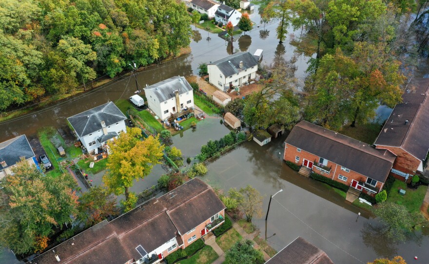 Heavy rain caused flooding in Middlesex County, N.J. — home to Woodbridge Township — in October 2021. Woodbridge is more than a decade into a multipronged effort to reduce the number of people living in places at high risk for flooding.