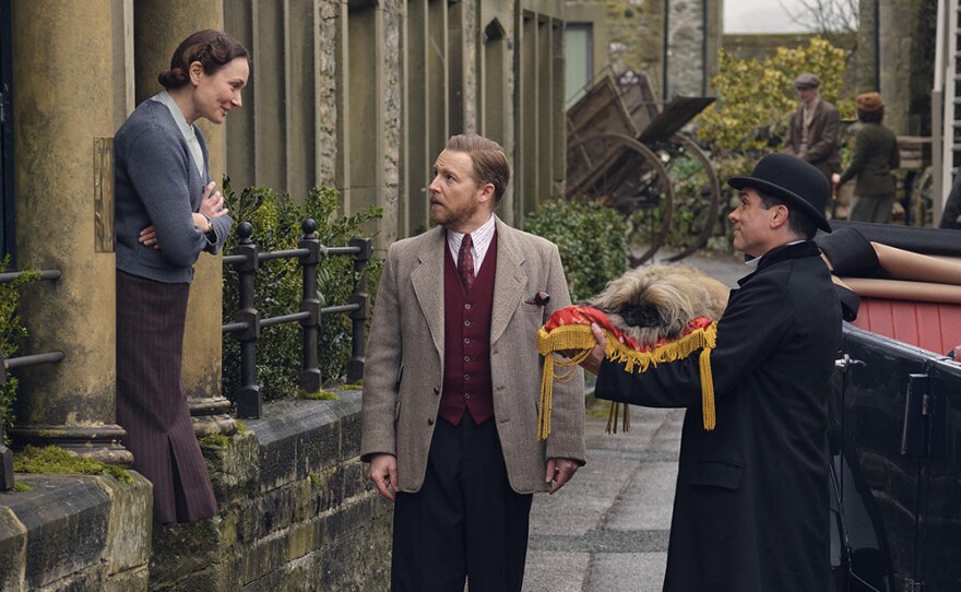 Mrs. Hall (Anna Madeley) and Siegfried Farnon (Samuel West) in ALL CREATURES GREAT AND SMALL: Season 2 on MASTERPIECE.