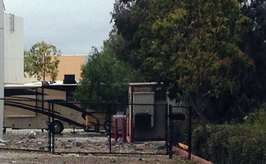 Debris is shown after an explosion at Quantum Energy Storage in Poway, June 10, 2015.