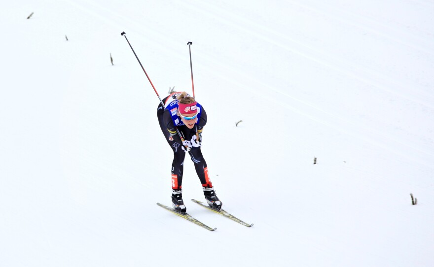 Sadie Bjornsen in the 2013 Nordic World Championships at Val di Fiemme, Italy. She is on the U.S. Olympic team.