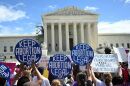 Demonstrators rally in support of abortion rights at the Supreme Court in Washington, D.C., on Saturday.