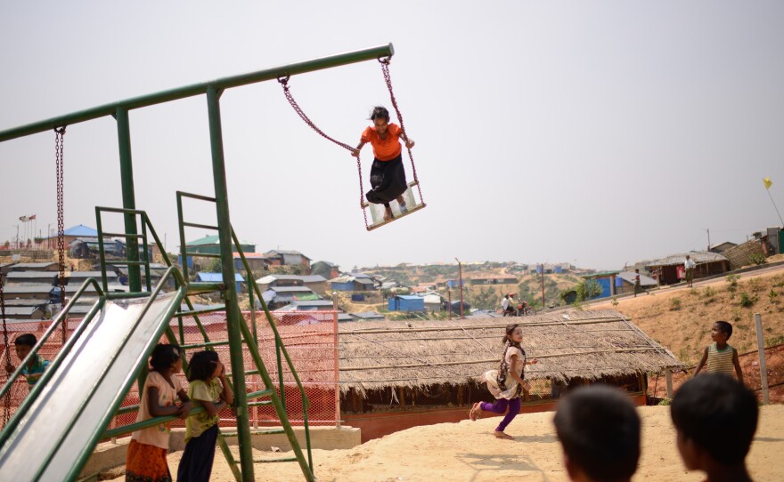 Children play at a Rohingya refugee camp outside Cox's Bazar in Bangladesh.