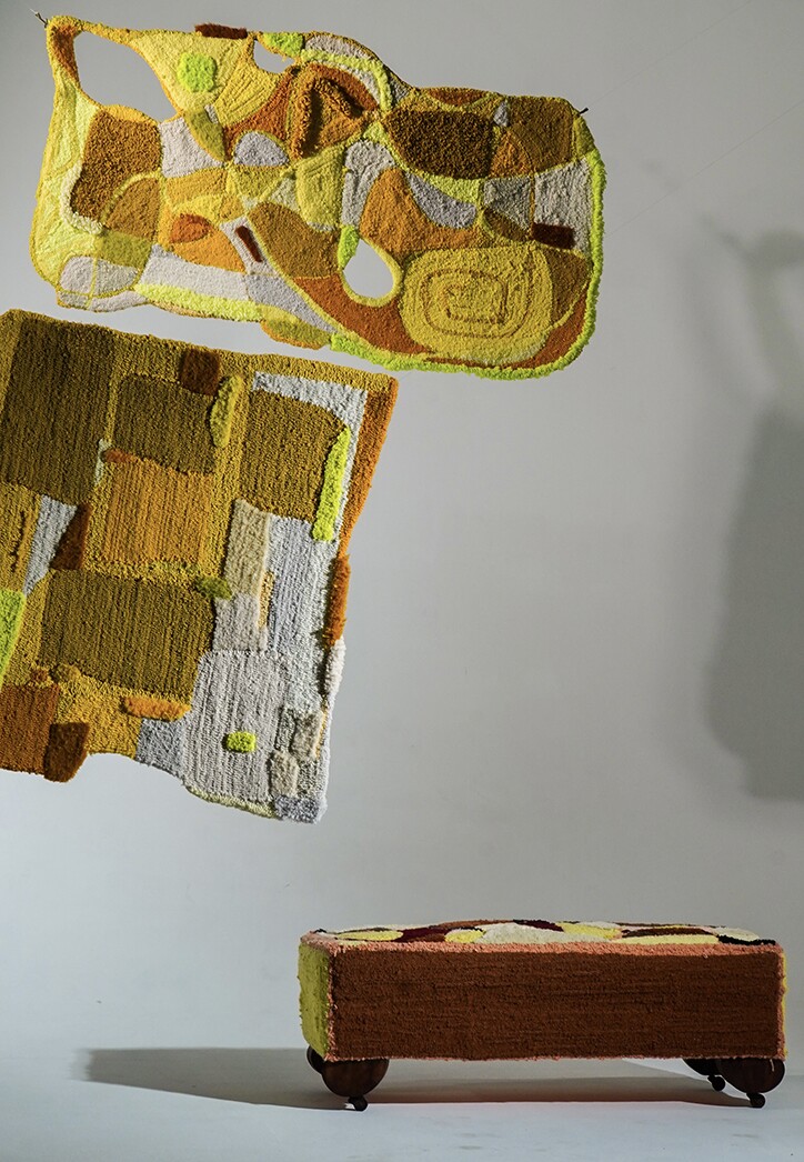 Textile works by Denja Harris are shown in an undated photo.