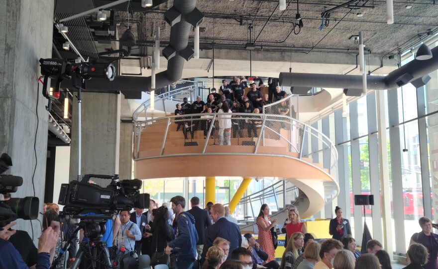 The Voices Of Our City Choir sings at the opening of UC San Diego's Park & Market on May 6, 2022.