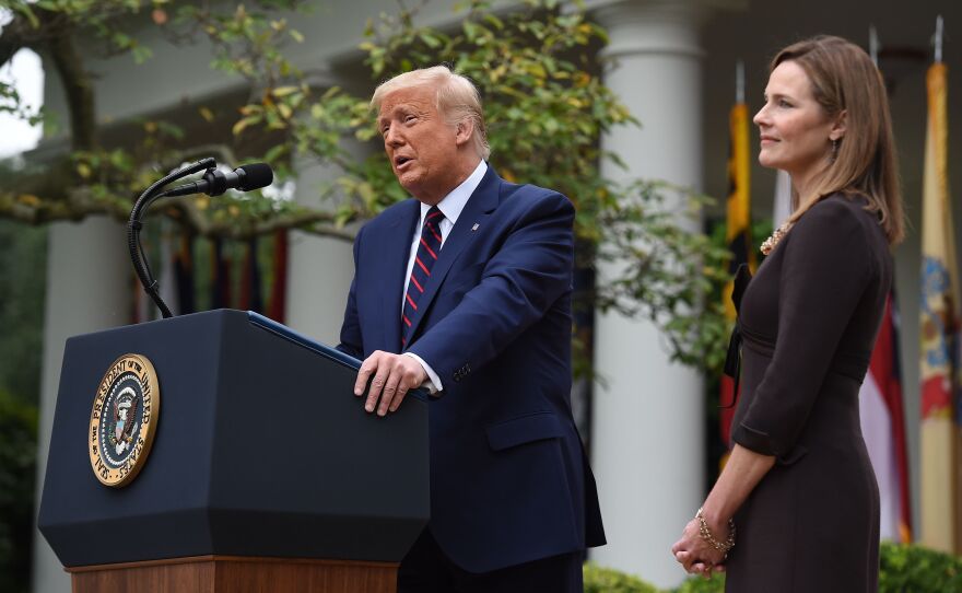 President Trump announces his Supreme Court nominee, Judge Amy Coney Barrett, in the Rose Garden of the White House on Saturday.