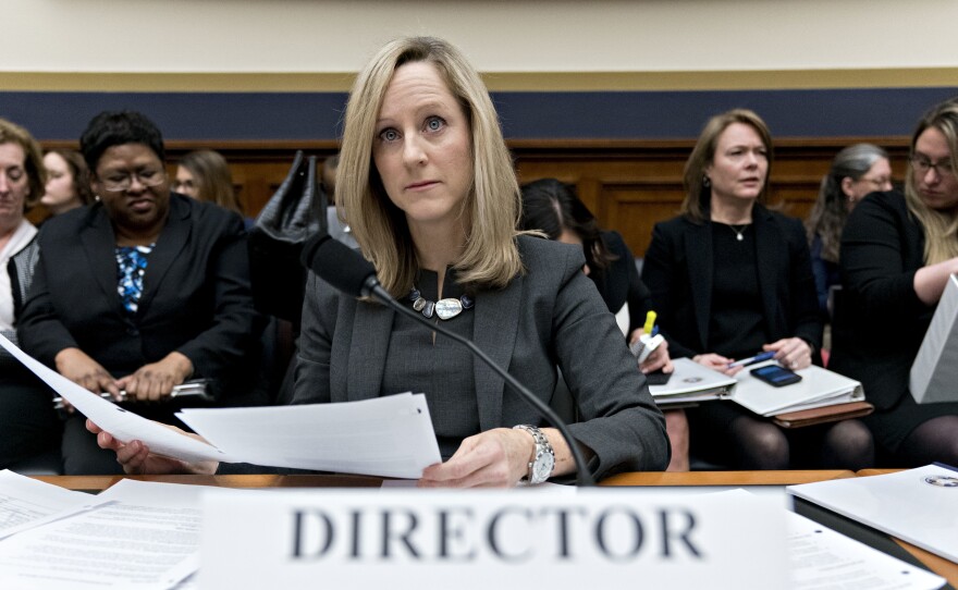 Kathleen Kraninger is director of the Consumer Financial Protection Bureau, an agency that was thwarted by the U.S. Department of Education from examining problems with a troubled student loan forgiveness program.