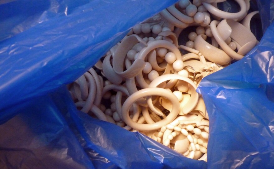 Seized ivory from Conakry, Republic of Guinea, where there are few remaining elephants.