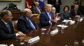 President Donald Trump speaks during a meeting with automotive executives in the Roosevelt Room of the White House, Friday, May 11, 2018. 