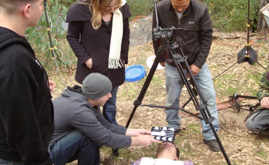 Jodi Cilley on the set of "Point of Infection," which will screen at the San Diego Student Film Festival.