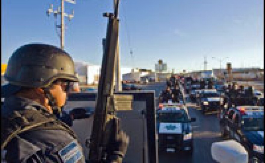 Mexican Federal Police personnel patrol the streets of Ciudad Juarez during an anti-narcotics operation on March 2.