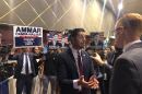 Ammar Campa-Najjar speaking to KPBS reporter Andrew Bowen at Golden Hall on Mar. 3, 2020.
