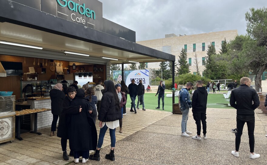 At the university canteen, students can grab coffee and walk the campus.