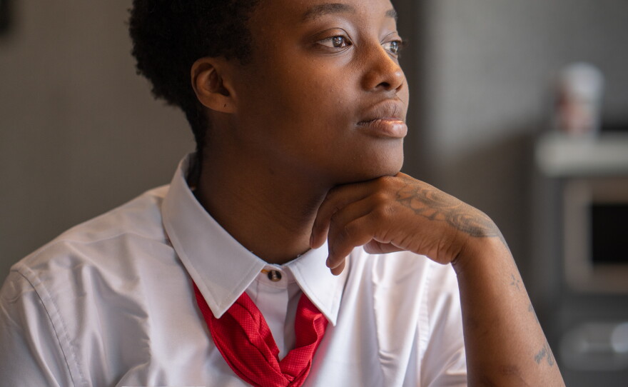 Veronica Allmon uses an electric scooter to get to work, but in bad weather, she has turned to the Escalate app for help. She was recently promoted to crew trainer, a management position.