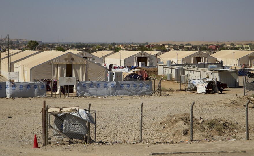 A camp where more than 1,300 women and children, all foreign nationals and believed to be relatives of Islamic State militants, were kept on the outskirts of Mosul. They have been moved by Iraqi officials, to the concern of aid agencies.