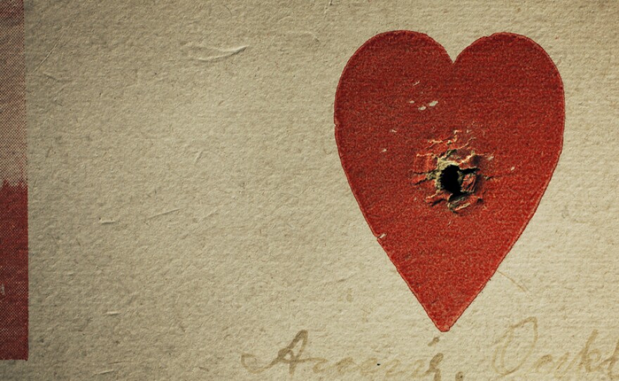 Annie Oakley was known to demonstrate her marksmanship by shooting through the center of a small heart on a card. <strong><a href="http://www.npr.org/blogs/pictureshow/2011/11/04/142031815/in-her-latest-project-annie-leibovitz-focuses-on-what-matters">See more photos from Annie Leibovitz's new book on NPR's Picture Show blog.</a></strong>