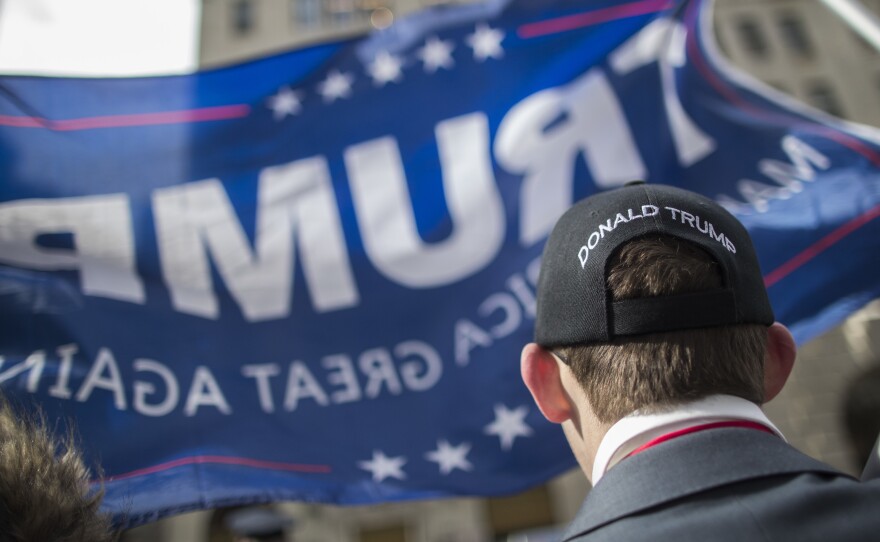 A Trump rally in held in New York City on March 4. The issue of conflicts of interest doesn't seem to be registering much among President Trump's supporters.