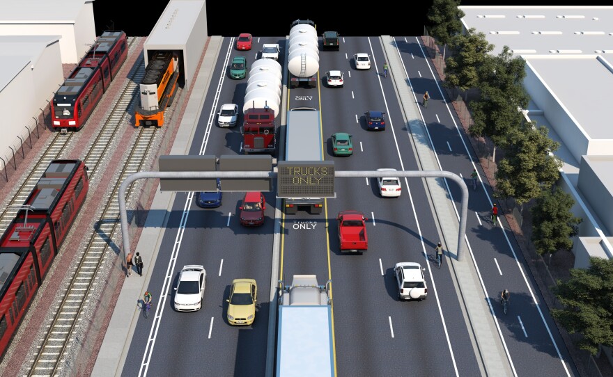 Harbor Drive leaving National City heading north to 32nd St and the shipyards in this undated rendering.