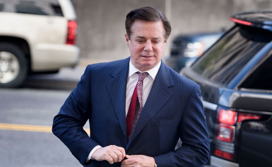 Paul Manafort arrives for a hearing at District Court in Washington, D.C., on Friday. A judge ordered him to jail ahead of his trial in connection with alleged witness tampering.