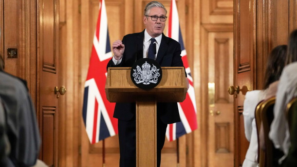 Britain's Prime Minister Keir Starmer attends a press conference to announce government action to protect children online, at Downing Street in central London, Monday, June 15, 2026.