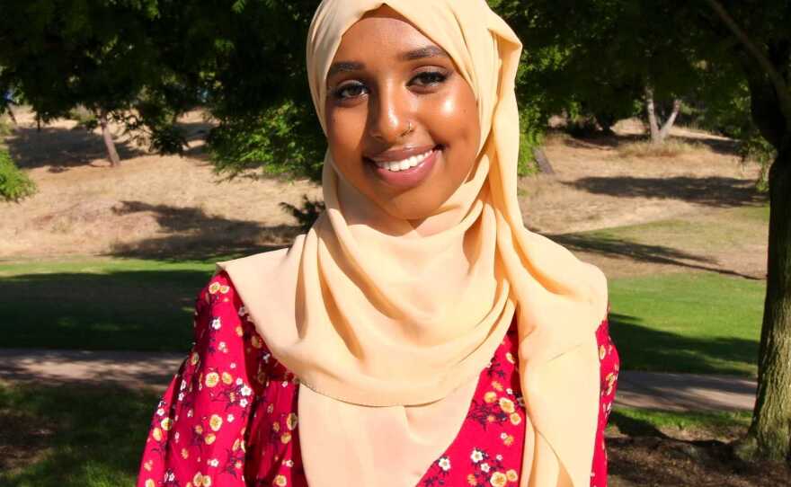 Makhfira Abdullahi, a graduate of Morse High School and current student at UC San Diego, poses for a photo, Feb. 25, 2021.