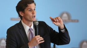 Marshall Tuck, a former charter schools executive who is running for the Superintendent of Pubic Education, responds to questions while appearing before the Sacramento Press Club in Sacramento, Sept. 25, 2014.