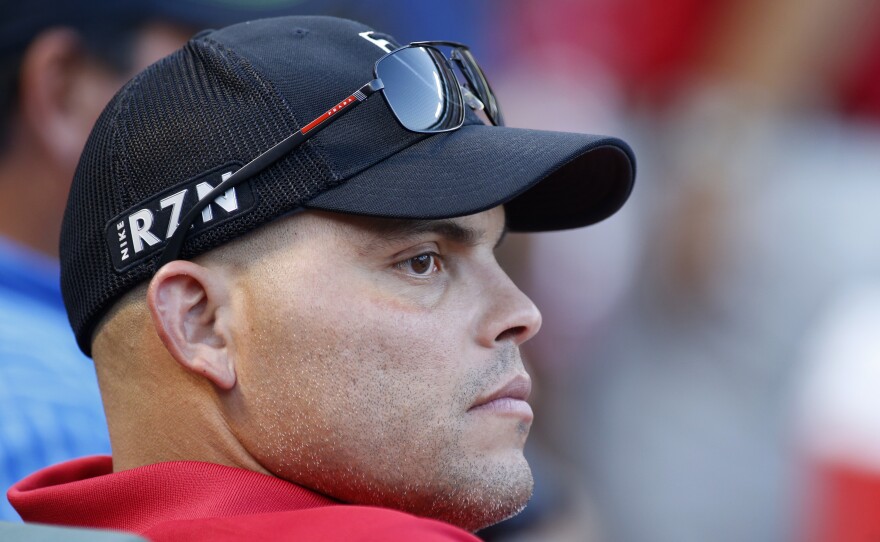 Ivan "Pudge" Rodriguez is shown watching a Texas Rangers baseball game in 2014. Regarded as one of the best catchers in the game, Rodriguez was elected to the Hall of Fame his first time on the ballot.