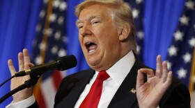 President-elect Donald Trump speaks during a news conference in the lobby of Trump Tower in New York, Wednesday, Jan. 11, 2017. 