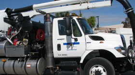 Trucks such as this one are used to clean sewer lines in San Diego. The truck was on display during a news conference on February 24, 2010.
