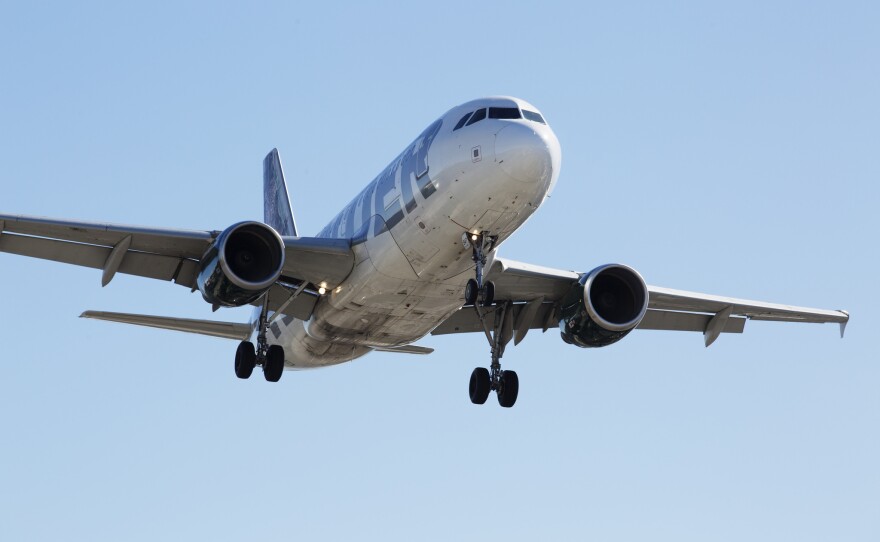 An airplane landing at San Diego International Airport, November, 18, 2016.