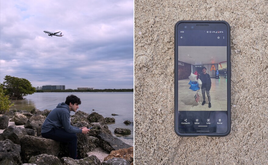 In his spare free time, Jan likes to sit at the beach in Tampa, like he used to do when living with Lauren in Guanabo, Havana. Lauren's phone shows a picture of Jan on the day he arrived in Tampa at his friends' place, who'd given him balloons as gifts.