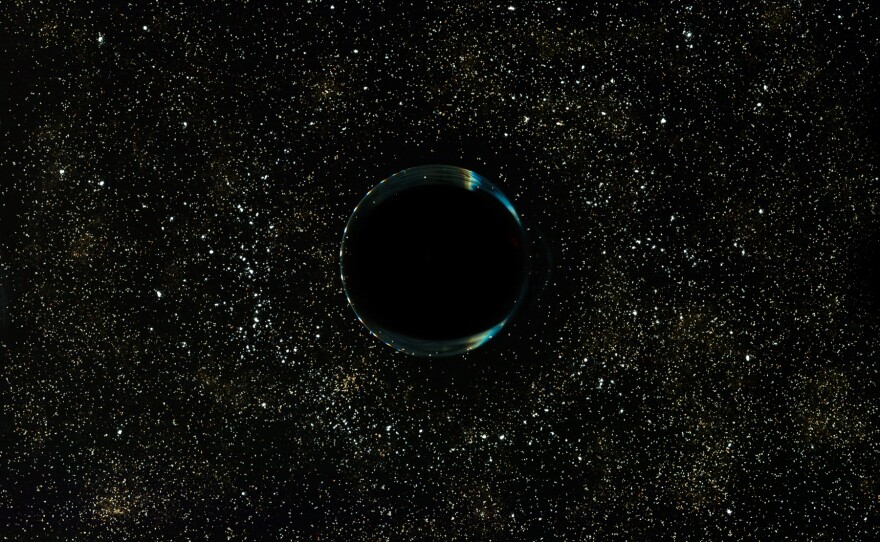 Black hole: bottom of a glass of coffee, salt, sugar, corn starch, cinnamon.