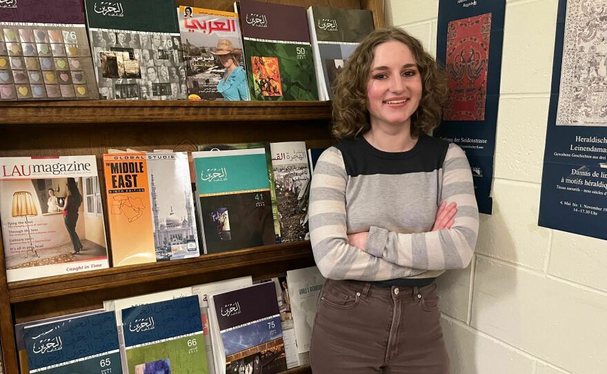 Addison Tracy was one of several Wayne State University students who told NPR they see voting for Biden as a harm reduction measure.
