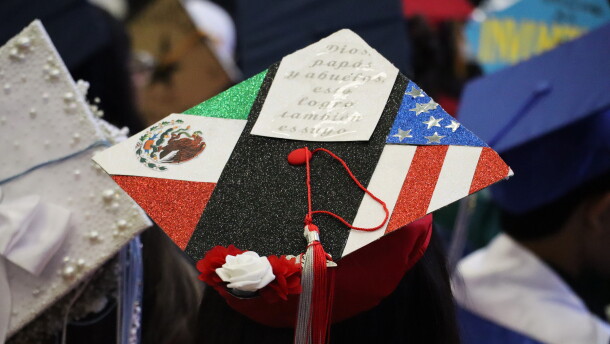 A student's graduation cap reads "God, parents and grandparents, this accomplishment is " on Tuesday, June 9, 2026.