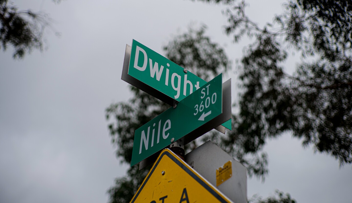 Street signs showing the intersection of Dwight and Nile in North Park are shown on Sept. 19, 2023.