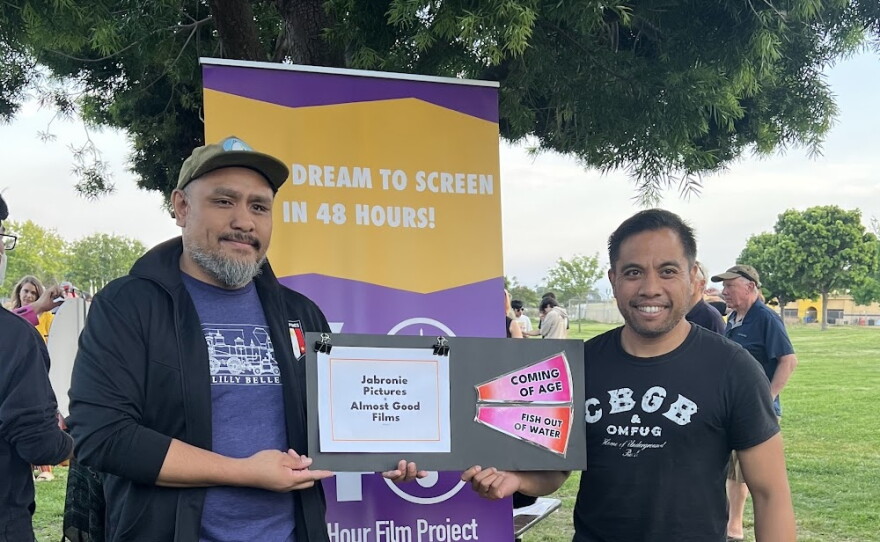 Mark Gadia and Fernando Jay Huerto getting their genre at the 2024 48HR Film Project. July 12,2024