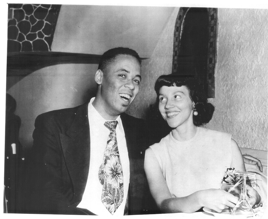 Charles Bell and his wife Mary on their honeymoon in Mexico City. 1953.