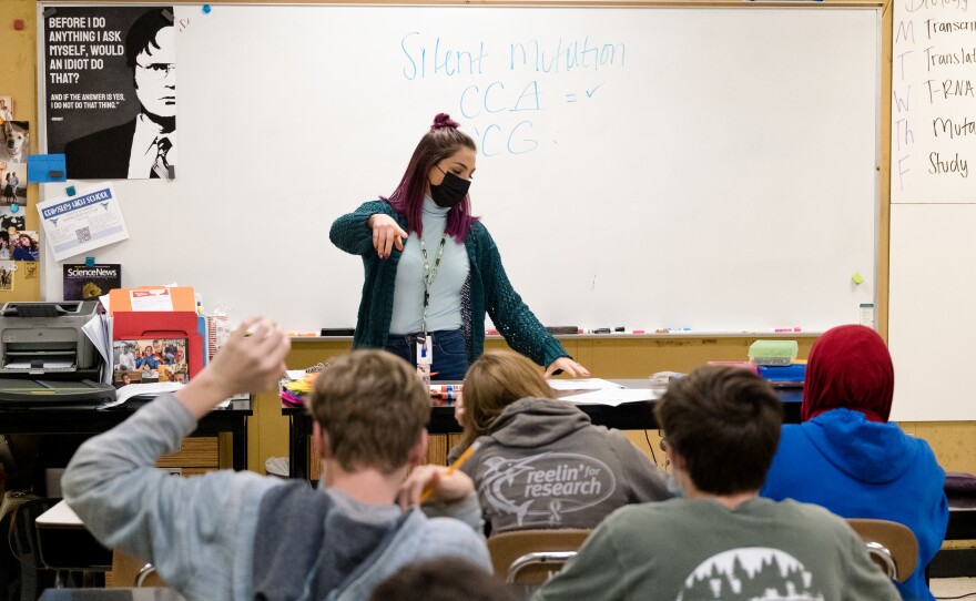 The pandemic has forced schools to come up with new solutions. Sierra Hannipole teaches biology and astronomy at Grimsley High school in Greensboro, North Carolina.