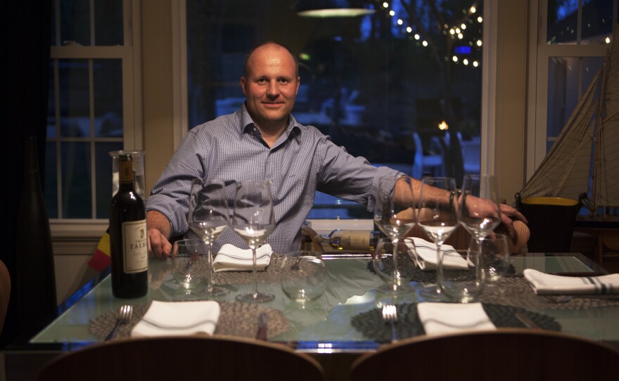Chef Frederik de Pue in his home. de Pue was born and raised in Belgium and trained in French cooking with some of Europe's finest chefs.
