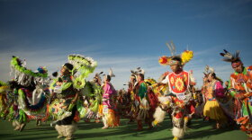 Native dancers at the 2008 North American Indian Days pow-wow.