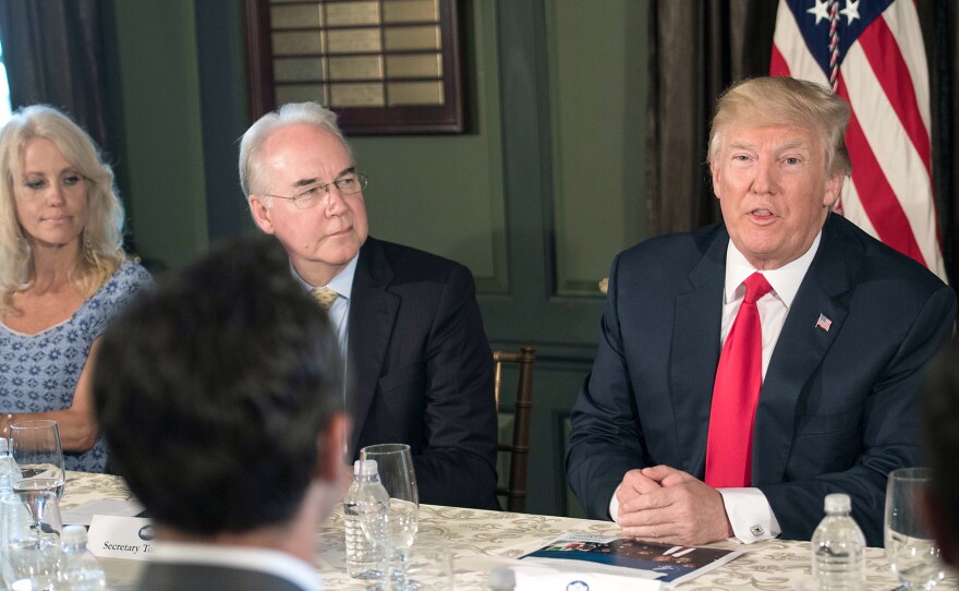 After a briefing on the opioid crisis with Health and Human Services Secretary Tom Price, President Trump remarked on the severity of the epidemic but did not declare a national emergency, as his commission on opioids had recommended.